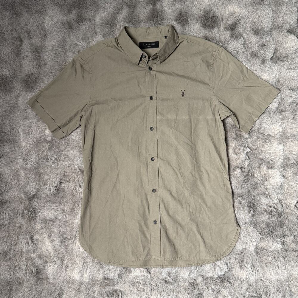 AllSaints Button Up Short SleeveShirt Khaki Size Small
